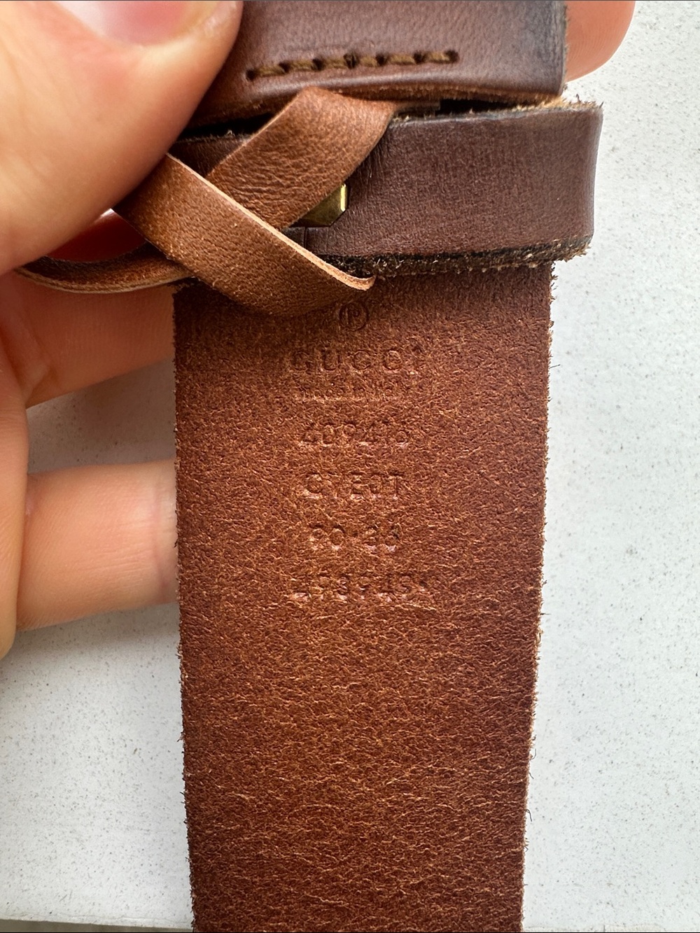 Gucci Brown Leather Belt with Gold Double G Buckle - Picture 7 of 7
